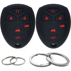 2Pcs Silicone 6 Buttons Key Fob Cover Remote Case Keyless Protector Compatible with Chevrolet Chevy Suburban Tahoe Traverse GMC Acadia Yukon Buick Enclave Cadillac Escalade ESV SRX Saturn Outlook