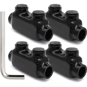 Black Insulated Inline Splice Connector, 2 4 6 8 10 16 Gauge Wire Connectors, Allen Hex 5/32 - Insulated Multi-Cable Connector and Polaris Connector - 6 Pack