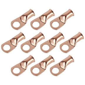 10pcs 1/0 AWG-3/8"(M10) Ring Terminals Battery Lugs 0 Gauge Battery Cable Ends Heavy Duty Wire Lugs 0 Gauge Terminals Copper Lugs Battery Terminal Connectors