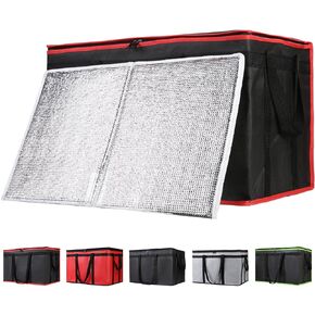 1-Pack Insulated Food Delivery Bag with Hard Bottom, XXX-Large Commercial Food Warmers for Uber Eats/Doordash, Insulated Reusable Grocery Cooler/Hot Bags, Tote Bag for Shopping/Travel, Black