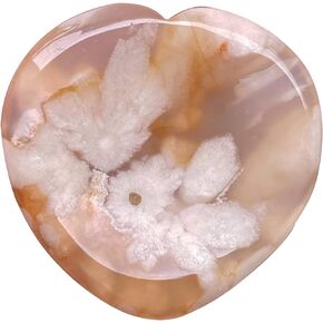 Natural Moonstone Crystal Thumb Worry Stone, Hand Carved Healing Crystal Heart Shaped Stone for Anxiety Stress Relief Meditation 1.5"