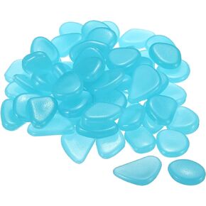 MECCANIXITY 100pcs Glow Rocks 20-30mm Glow Pebbles Decoration in The Dark Luminous Stones Decor DIY Decorative Blue for Garden, Potted Plant, Fish Tank