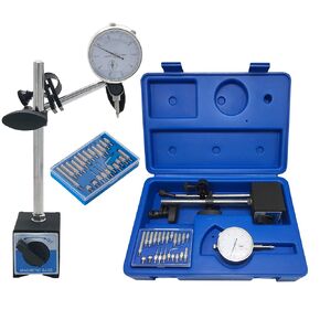 TR TOOLROCK Professional 0-1.0" Dial Indicator with Magnetic Base Holder & Point Precision Inspection Set Tester Gage Gauge Fine Adjustable Long Arm 0.001" Precision