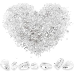 2lb/950g Small Natural White Clear Irregular Shaped Crystal Quartz Rock Tumbled Chips Crushed Stone Healing Reiki Crystal Gemstones for Garden Aquarium Vases Plants Decoration