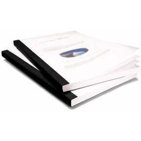 Coverbind Clear Linen Wrap-Around Thermal Binding Report Covers - 1 1/2 inch Spine, Letter Size, Black, Portrait - Qty 30 (08CB112BLACK)