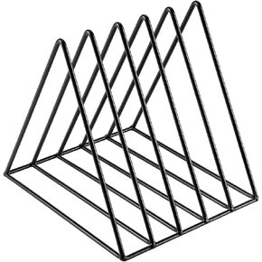 1 Pcs Triangle File Holder, 5 Slot Metal Magazine Holder, for Office Home, Black