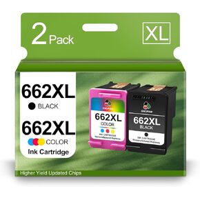 662XL Combo Pack Ink Cartridge Replacement for HP 662XL 662 Black and Color Ink for Deskjet Ink Advantage 2545 2546 2645 2646 3516 3515 Printer (1×Black, 1×Tri-Color)