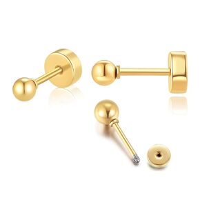 Flat Screw Back Ball Stud Earrings for Girls,Dainty 4mm Ball Earrings for Cartilage Helix Tragus Earlobe Piercing for Women Toddlers Hypoallergenic (4mm Flatback Ball, Silver)