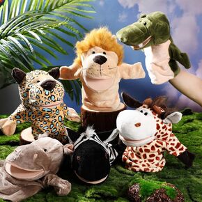 6 Pcs Hand Puppet Animal Hand Puppet Set with Working Mouth 9.8 Inch Animal Puppet Soft Plush Toy for Storytelling Teaching Preschool Show Theater Birthday Gifts(Farm Animals)