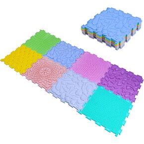 Sensory Floor Mats 8Pcs, Fun Rainbow Set of Sensory Mat Assorted Pattern Sensory Play Mats for Floor, Foot Massage Mats, Game Mats, Orthopedic Floor Mats, Candy Colors
