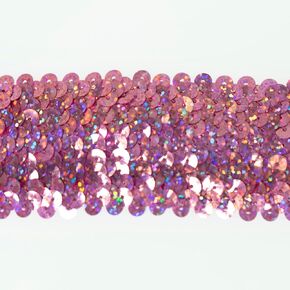 4-Row Starlight Hologram Sequin Stretch Trim, 1 1/2-Inch Versatile Sequins for Crafts, Durable Sequin Trim for Costumes, Fashion, and Home Decor, 10 Yards Cut, Paris Pink