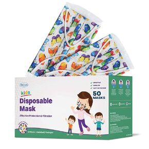 WECARE Disposable Kids Face Masks - 50 Variety Pack