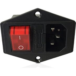 Superfit 10A 250V Power Entry On Off Switch Inlet Power Plug Socket Male Power 3 Pins Socket with Fuse Rocker Switch Module Plug for Treadmill Works with Superfit 2-in-1