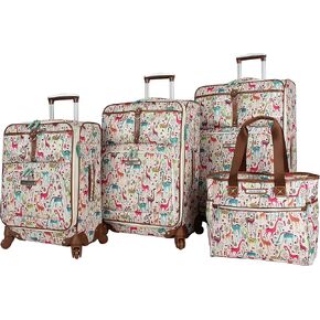 Lily Bloom Luggage Set 4 Piece Suitcase Collection With Spinner Wheels For Woman (Trop Pineapple) in Kuwait