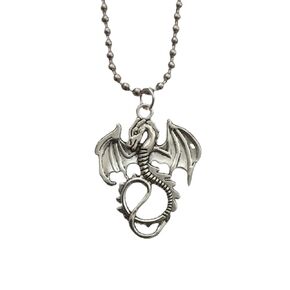 Dragon Necklace, Western Mythology Cool Charm Pendant, Stainless Steel Ball Chain Long Necklace for Man Woman, Steampunk Jewelry
