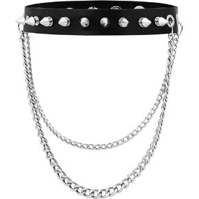 Sacina Gothic Spiked Chain Choker, Black PU Leather Choker Collar, Gothic Choker, Goth Necklace, Black Necklace, Punk Necklace, Christmas Jewelry Gift for Women