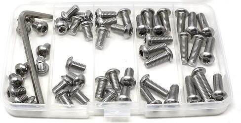 Iexcell 50 قطعة M6 x 8/10/12/16/20 من الفولاذ المقاوم للصدأ 304 مقبس سداسي الشكل وزر غطاء الرأس ومجموعة متنوعة من البراغي، درجة الخيط 1.0 مم in Saudi Arabia