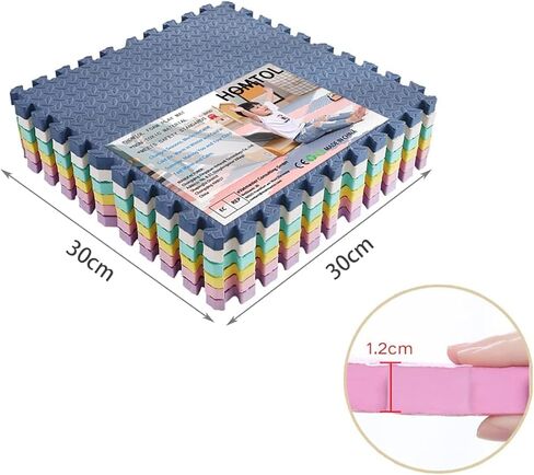 15 قطعة من سجادات اللعب الإسفنجية، سجادة لعب الألغاز للأرضيات، البلاط المتشابك، سجادات لعب زحف الأطفال، سجادة أرضية ملونة للأطفال (أزرق داكن/أزرق فاتح/أبيض) in Kuwait