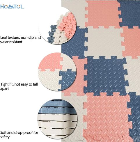 15 قطعة من سجادات اللعب الإسفنجية، سجادة لعب الألغاز للأرضيات، البلاط المتشابك، سجادات لعب زحف الأطفال، سجادة أرضية ملونة للأطفال (أزرق داكن/أزرق فاتح/أبيض) in Kuwait