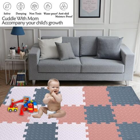 15 قطعة من سجادات اللعب الإسفنجية، سجادة لعب الألغاز للأرضيات، البلاط المتشابك، سجادات لعب زحف الأطفال، سجادة أرضية ملونة للأطفال (أزرق داكن/أزرق فاتح/أبيض) in Kuwait