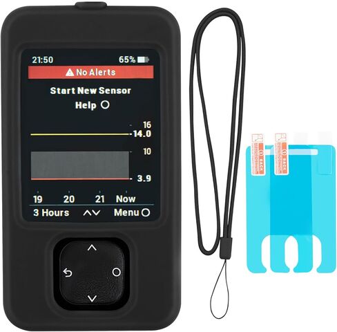 حافظة جهاز استقبال Dexcom G7 مع حبل طويل وقطعتين واقي شاشة (أسود) in Saudi Arabia