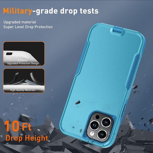 حافظة هاتف iPhone 12 Pro Max، [مقاومة للصدمات] [مسند مشبك حزام] [واقي شاشة من الزجاج المقسى مع واقي عدسة الكاميرا] غطاء عالي التحمل لهاتف iPhone 12 Pro Max 6.7 بوصة (مشبك حزام) in Kuwait