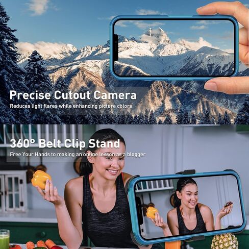 حافظة هاتف iPhone 12 Pro Max، [مقاومة للصدمات] [مسند مشبك حزام] [واقي شاشة من الزجاج المقسى مع واقي عدسة الكاميرا] غطاء عالي التحمل لهاتف iPhone 12 Pro Max 6.7 بوصة (مشبك حزام) in Kuwait