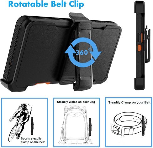 حافظة Njjex لهاتف Moto Edge Plus 2022، لهاتف Motorola Edge+ 5G UW 2022/Edge 30 Pro/Edge X30 حافظة مع مشبك حزام، واقي شاشة مدمج عالي التحمل وحافظة دوارة ومسند غطاء هاتف صلب [كحلي] in Kuwait