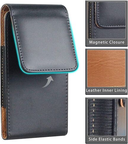 Cell Phone Holster for Samsung Galaxy S23 Ultra S23 Plus S23 A42 A53 A51 A71 A04S A03S A14 A13 A32 iPhone 14 Pro 13 Pro 12 Mini 11 XR XS Leather Belt Clip Loop Case Phone Pouch Holder, Black in Saudi Arabia