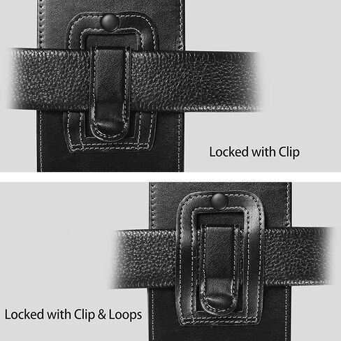 Cell Phone Holster for Samsung Galaxy S23 Ultra S23 Plus S23 A42 A53 A51 A71 A04S A03S A14 A13 A32 iPhone 14 Pro 13 Pro 12 Mini 11 XR XS Leather Belt Clip Loop Case Phone Pouch Holder, Black in Saudi Arabia