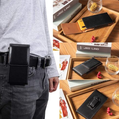 Cell Phone Holster for Samsung Galaxy S23 Ultra S23 Plus S23 A42 A53 A51 A71 A04S A03S A14 A13 A32 iPhone 14 Pro 13 Pro 12 Mini 11 XR XS Leather Belt Clip Loop Case Phone Pouch Holder, Black in Saudi Arabia