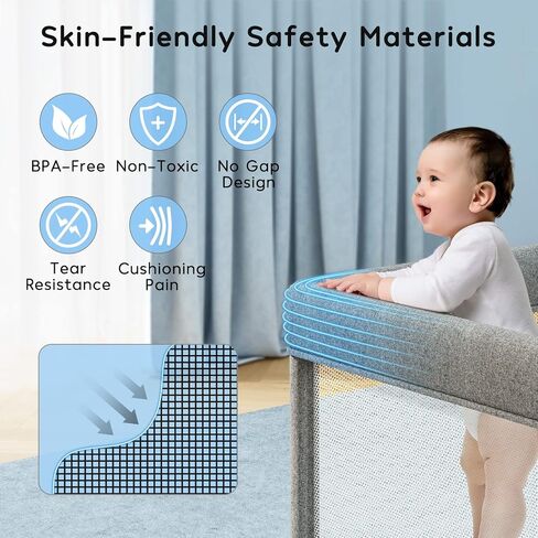 UANLAUO Baby Playpen، روضة أطفال كبيرة مقاس 71 × 59 بوصة للرضع والأطفال الصغار، ساحات لعب أطفال قوية مع قاعدة مضادة للانزلاق، دبوس لعب غير سام وآمن للأطفال في الداخل والخارج مع شبكة مسامية بدون حصيرة in Kuwait