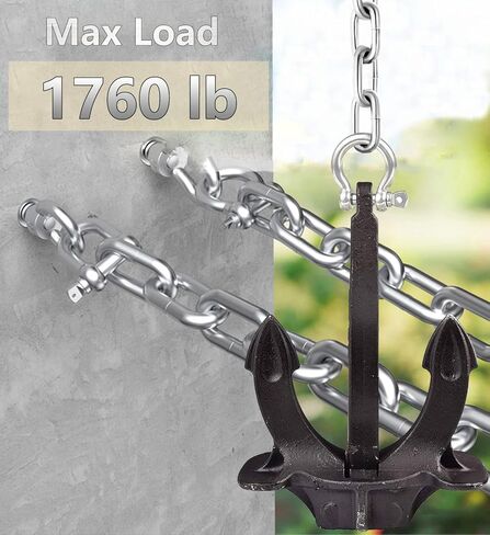 سلسلة من الفولاذ المقاوم للصدأ، مع أغلال سلسلة ربط معدنية Lsqurel سلسلة سحب شديدة التحمل 1/4 بوصة 5/16 بوصة سلسلة أدوات مضادة للصدأ للدرابزين والتأرجح والرفع والمقطورة وما إلى ذلك (1/4 بوصة - 6.5 قدم) in Kuwait