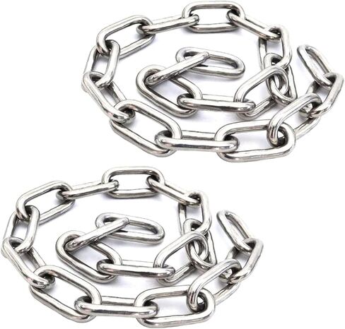 2 قطعة سلاسل أمان من الفولاذ المقاوم للصدأ 20 بوصة (طول) × 0.12 بوصة (T) حلقات سلسلة ربط طويلة سلسلة لفائف خفيفة التحمل للتعليق والسحب والسحب in Kuwait