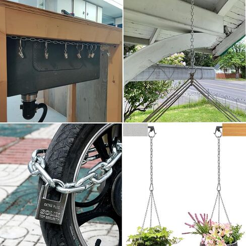 2 قطعة سلاسل أمان من الفولاذ المقاوم للصدأ 20 بوصة (طول) × 0.12 بوصة (T) حلقات سلسلة ربط طويلة سلسلة لفائف خفيفة التحمل للتعليق والسحب والسحب in Kuwait