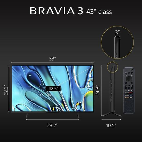تلفزيون سوني 50 بوصة 4K الترا اتش دي BRAVIA 3 LED تلفزيون Google الذكي مع Dolby Vision HDR وميزات حصرية لجهاز Playstation®5 (K-50S30)، موديل 2024 in Kuwait