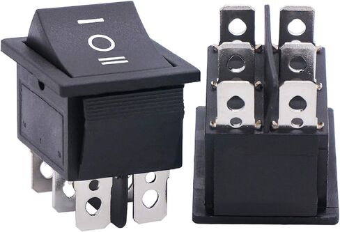 Twidec/2Pcs Rocker Switch 6 Pins 3 Position ON/Off/ON AC 10A/125V 6A/250V DPDT Car Boat Black KCD4 Rocker Switch Toggle KCD2-203 in Saudi Arabia