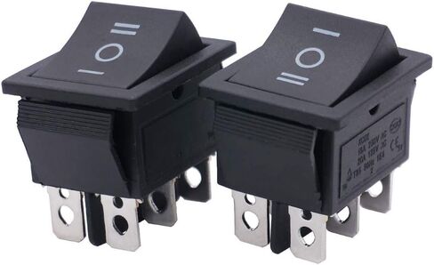 Twidec/2Pcs Rocker Switch 6 Pins 3 Position ON/Off/ON AC 10A/125V 6A/250V DPDT Car Boat Black KCD4 Rocker Switch Toggle KCD2-203 in Saudi Arabia