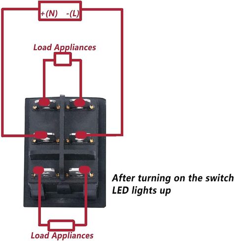 Twidec/2Pcs Rocker Switch 6 Pins 3 Position ON/Off/ON AC 10A/125V 6A/250V DPDT Car Boat Black KCD4 Rocker Switch Toggle KCD2-203 in Saudi Arabia