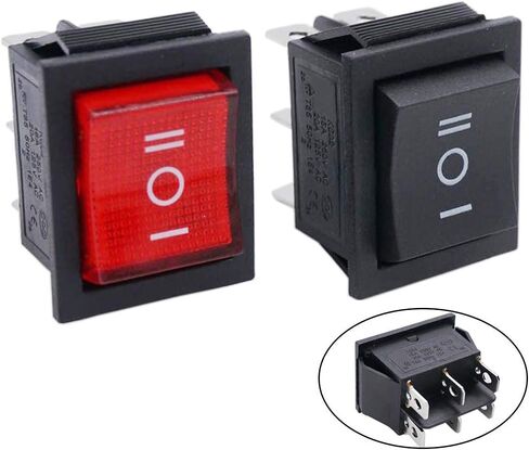 Twidec/2Pcs Rocker Switch 6 Pins 3 Position ON/Off/ON AC 10A/125V 6A/250V DPDT Car Boat Black KCD4 Rocker Switch Toggle KCD2-203 in Saudi Arabia