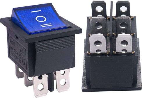 Twidec/2Pcs Rocker Switch 6 Pins 3 Position ON/Off/ON AC 10A/125V 6A/250V DPDT Car Boat Black KCD4 Rocker Switch Toggle KCD2-203 in Saudi Arabia
