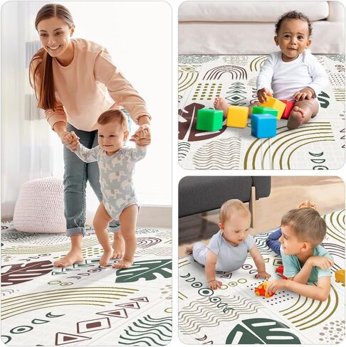 سجادة لعب الأطفال من بيبي باي، سجادة أطفال ناعمة للأرضية، سجادة لعب قابلة للطي للأطفال الصغار والرضع، سجادة لعب إسفنجية قابلة للعكس، سجادة زحف للأطفال مقاومة للماء للاستخدام الداخلي والخارجي (نمط أوراق الشجر، 78 × 50) in Kuwait
