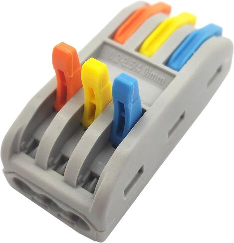 Wire Connectors, Compact Lever Wire Nuts Connectors Wire Terminals 4 Into 4 Out Splicing Wire Connector, Color Valve in-Line Connector for Quick Connect 28-12 AWG (SPL-4 5Pcs) in Saudi Arabia