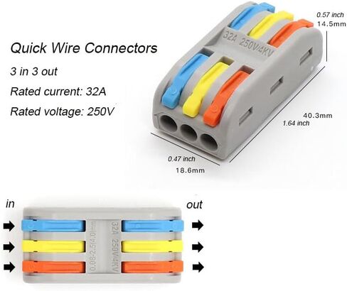 Wire Connectors, Compact Lever Wire Nuts Connectors Wire Terminals 4 Into 4 Out Splicing Wire Connector, Color Valve in-Line Connector for Quick Connect 28-12 AWG (SPL-4 5Pcs) in Saudi Arabia
