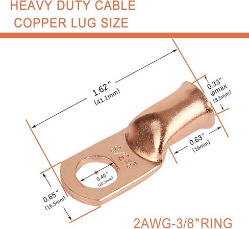 10 قطعة 1/0 AWG-3/8 "(M10) أطراف حلقية عروات البطارية 0 مقياس كابل البطارية ينتهي العروات السلكية الثقيلة 0 محطات قياس العروات النحاسية موصلات طرفية البطارية in Kuwait