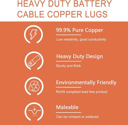10 قطعة 1/0 AWG-3/8 "(M10) أطراف حلقية عروات البطارية 0 مقياس كابل البطارية ينتهي العروات السلكية الثقيلة 0 محطات قياس العروات النحاسية موصلات طرفية البطارية in Kuwait