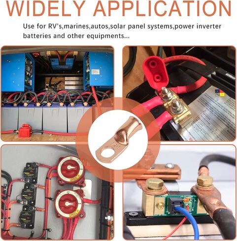 10 قطعة 1/0 AWG-3/8 "(M10) أطراف حلقية عروات البطارية 0 مقياس كابل البطارية ينتهي العروات السلكية الثقيلة 0 محطات قياس العروات النحاسية موصلات طرفية البطارية in Kuwait