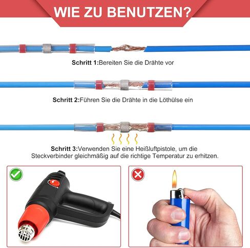 Hotop 150 Pieces Solder Seal Wire Connector Heat Shrink Butt Connector Waterproof Insulated Electrical Butt Splice Wire Terminals Automotive (16-14 AWG, Blue) (Hotop-Seal Wire-48) in Saudi Arabia