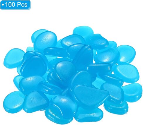 MECCANIXITY 100pcs Glow Rocks 20-30mm Glow Pebbles Decoration in The Dark Luminous Stones Decor DIY Decorative Blue for Garden, Potted Plant, Fish Tank in Saudi Arabia