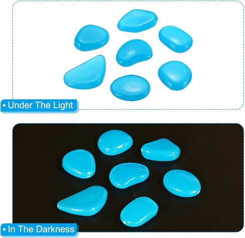 MECCANIXITY 100pcs Glow Rocks 20-30mm Glow Pebbles Decoration in The Dark Luminous Stones Decor DIY Decorative Blue for Garden, Potted Plant, Fish Tank in Saudi Arabia